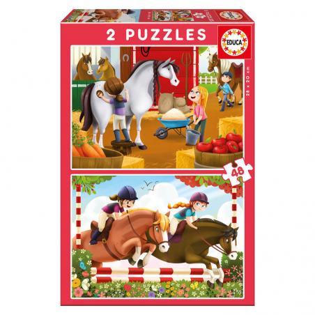 Puzzle Cuidando Caballos 2x48pzs - Imagen 1