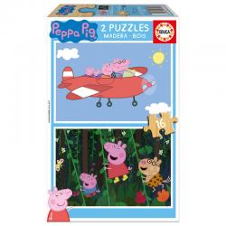 Puzzle Peppa Pig madera 2x16pzs - Imagen 1