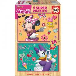 Puzzle Minnie and The Happy Helpers Disney madera 2x16pzs - Imagen 1