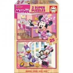 Puzzle Minnie and The Happy Helpers Disney madera 2x25pzs - Imagen 1