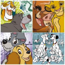 Puzzle Dama y Vagabundo + 101 Dalmatas + Rey Leon + Libro de la Selva Animals Disney 12-16-20-25pzs - Imagen 2