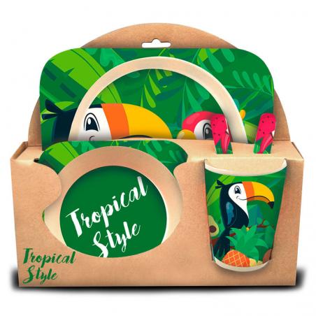 Set menaje Tucan Tropical Style bambu - Imagen 1