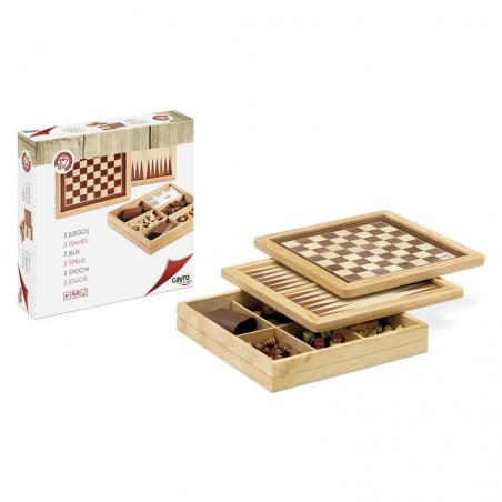 Ajedrez Damas Backgammon Marqueteria - Imagen 1