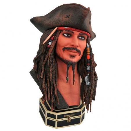 Busto 1/2 Jack Sparrow Legends in 3D Piratas del Caribe Disney 25cm - Imagen 1