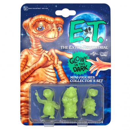 Set 3 minifiguras E.T. El Extraterrestre Collector Set Glowing Edition 5cm - Imagen 1