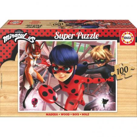 Puzzle Prodigiosa Ladybug madera 100pzs - Imagen 1