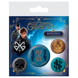 Set 5 chapas Crimenes de Grindelwald Animales Fantasticos - Imagen 1