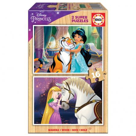 Puzzle Jasmine + Rapunzel Princess Disney madera 2x16pcs - Imagen 1