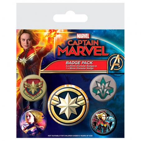 Set 5 chapas Capitana Marvel - Imagen 1
