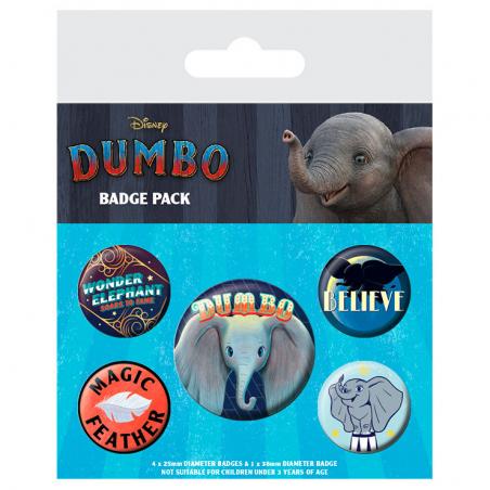 Set 5 chapas Dumbo Disney - Imagen 1