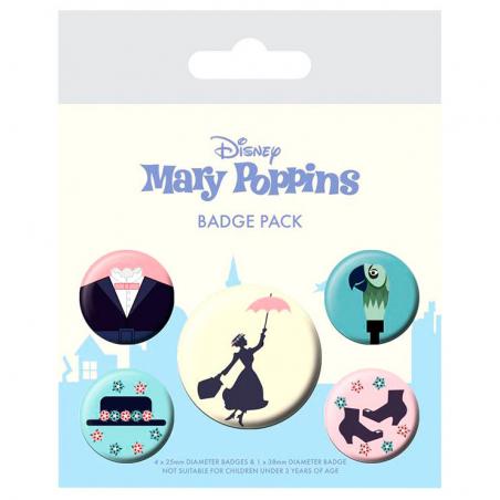 Set 5 chapas Mary Poppins Disney - Imagen 1