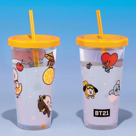 Vaso con pajita BT21 - Imagen 1