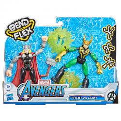 Set 2 figuras Bend and Flex Thor vs Loki Marvel 15cm - Imagen 1