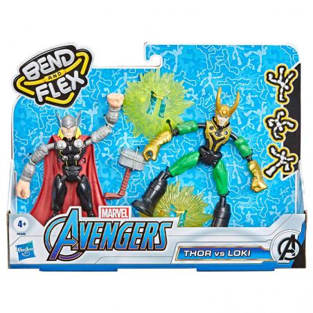 Set 2 figuras Bend and Flex Thor vs Loki Marvel 15cm - Imagen 1