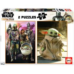 Puzzle Baby Yoda The Mandalorian Star Wars 2x500pzs - Imagen 1