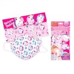 Set 5 mascarillas infantiles quirurgicas desechables + estuche Unicornio - Imagen 1