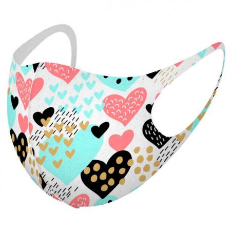 Mascarilla reutilizable Corazones M - Imagen 1
