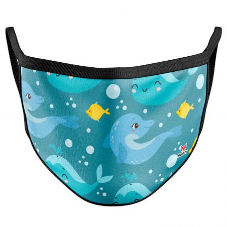 Mascarilla reutilizable Delfines infantil - Imagen 1