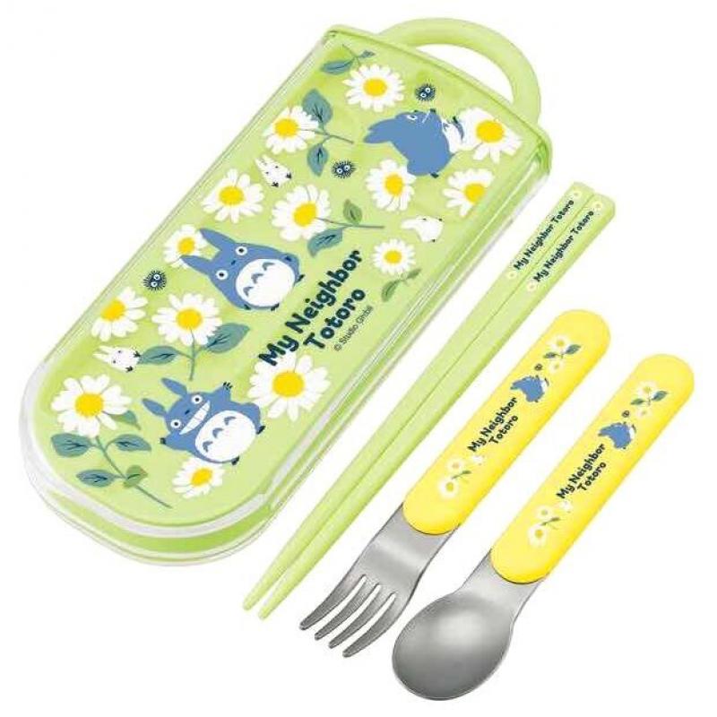 Estuche palillos + cuchara + tenedor Margaritas Totoro Mi Vecino Totoro - Imagen 1