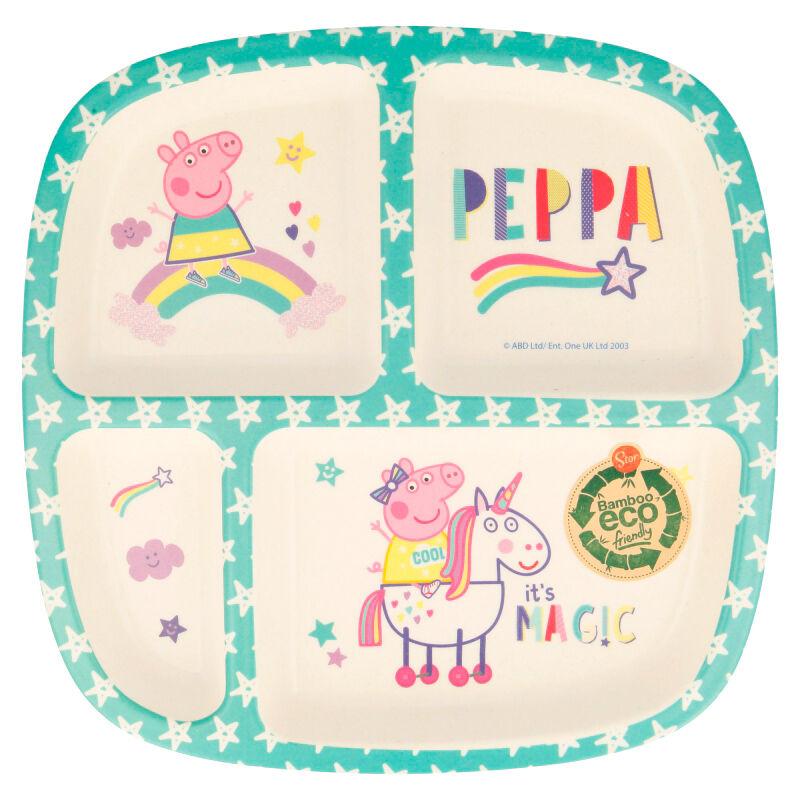 Plato dividido Peppa Pig bambu - Imagen 1